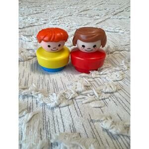 Fisher-Price Chunky Little People Brunette and Redhead Mom Lady Figures 1990